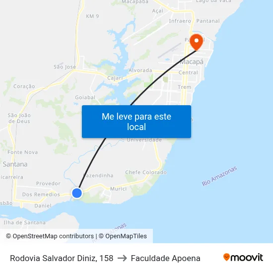 Rodovia Salvador Diniz, 158 to Faculdade Apoena map