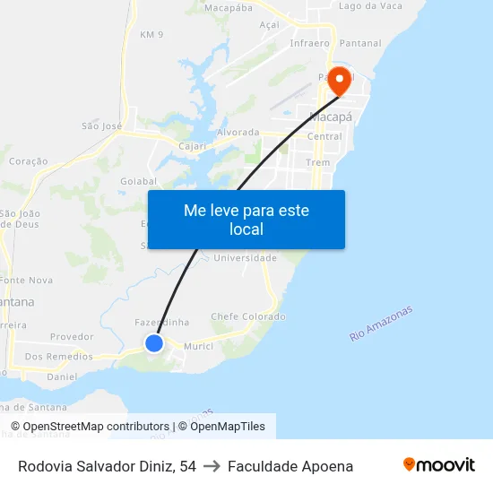Rodovia Salvador Diniz, 54 to Faculdade Apoena map