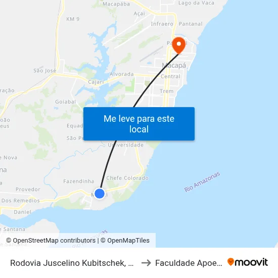 Rodovia Juscelino Kubitschek, 693 to Faculdade Apoena map