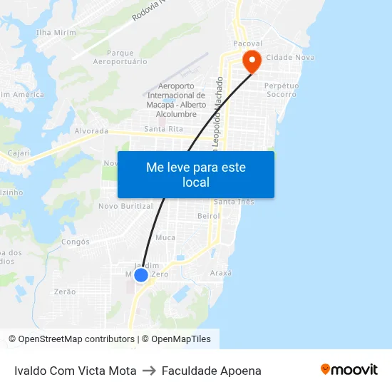 Ivaldo Com Victa Mota to Faculdade Apoena map