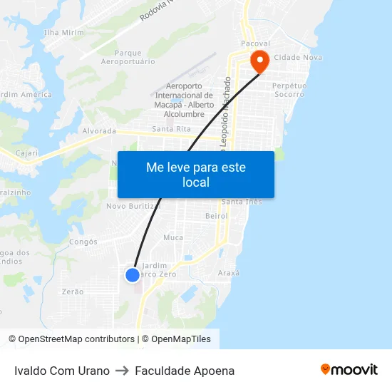 Ivaldo Com Urano to Faculdade Apoena map
