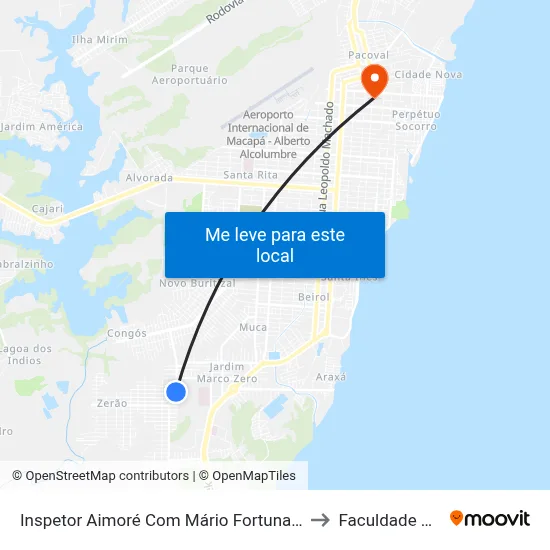 Inspetor Aimoré Com Mário Fortunato | Sentido Sul to Faculdade Apoena map