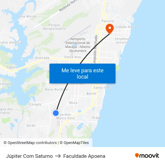 Júpiter Com Saturno to Faculdade Apoena map