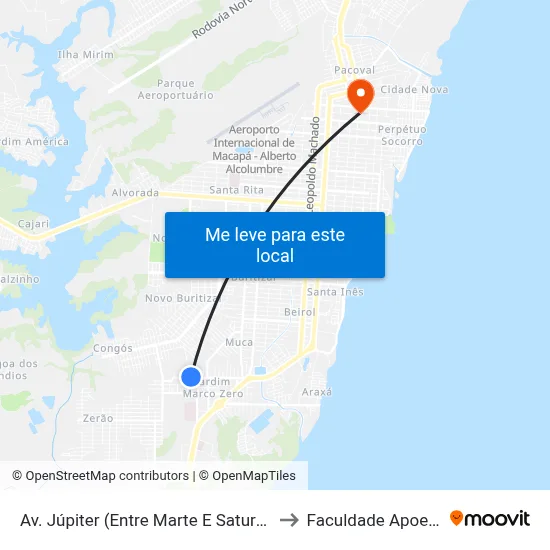 Av. Júpiter (Entre Marte E Saturno) to Faculdade Apoena map