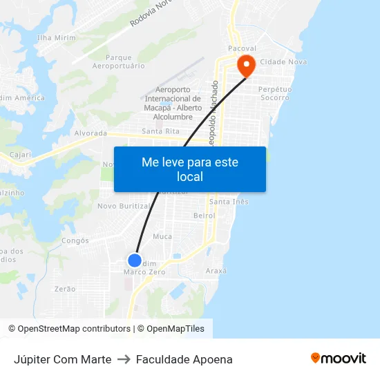 Júpiter Com Marte to Faculdade Apoena map