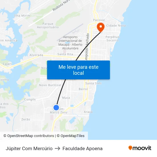 Júpiter Com Mercúrio to Faculdade Apoena map