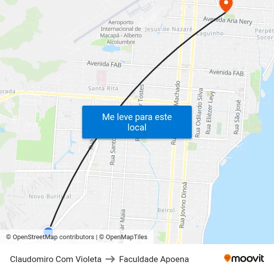 Claudomiro Com Violeta to Faculdade Apoena map