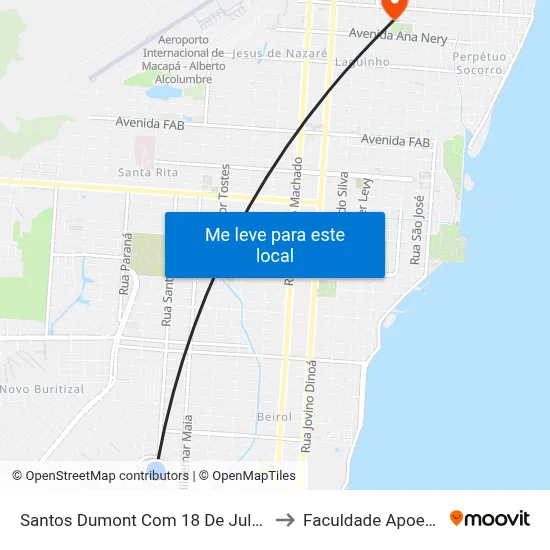 Santos Dumont Com 18 De Julho to Faculdade Apoena map