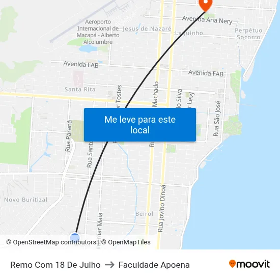 Remo Com 18 De Julho to Faculdade Apoena map