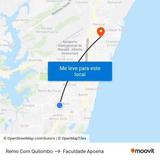 Remo Com Quilombo to Faculdade Apoena map