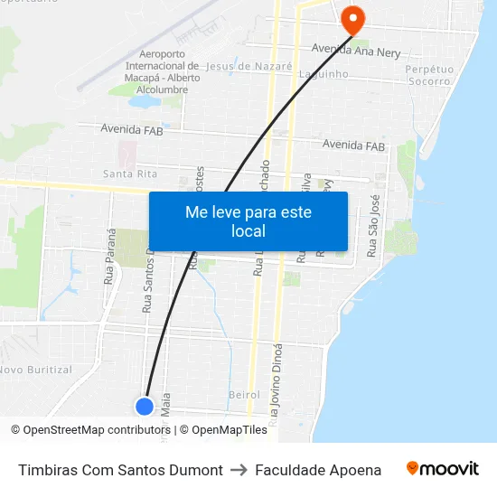 Timbiras Com Santos Dumont to Faculdade Apoena map