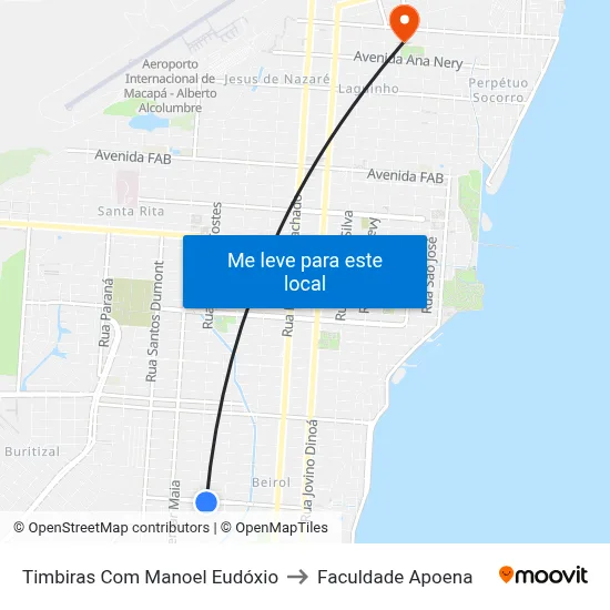 Timbiras Com Manoel Eudóxio to Faculdade Apoena map