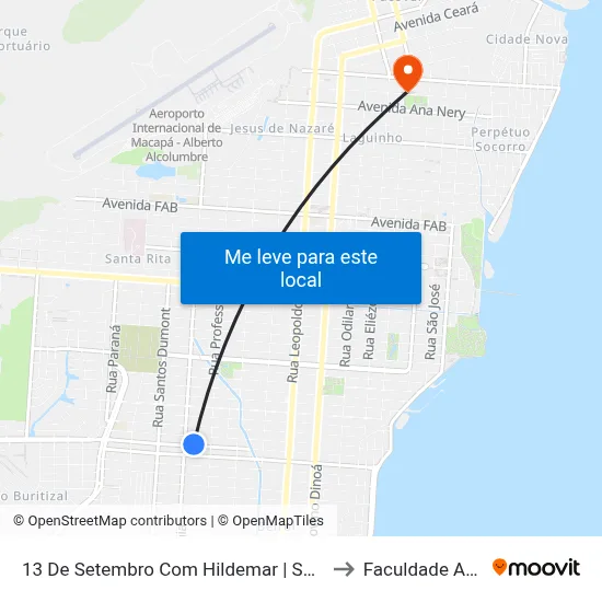 13 De Setembro Com Hildemar | Sentido Oeste to Faculdade Apoena map