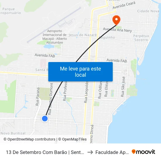 13 De Setembro Com Barão | Sentido Oeste to Faculdade Apoena map