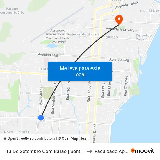 13 De Setembro Com Barão | Sentido Leste to Faculdade Apoena map
