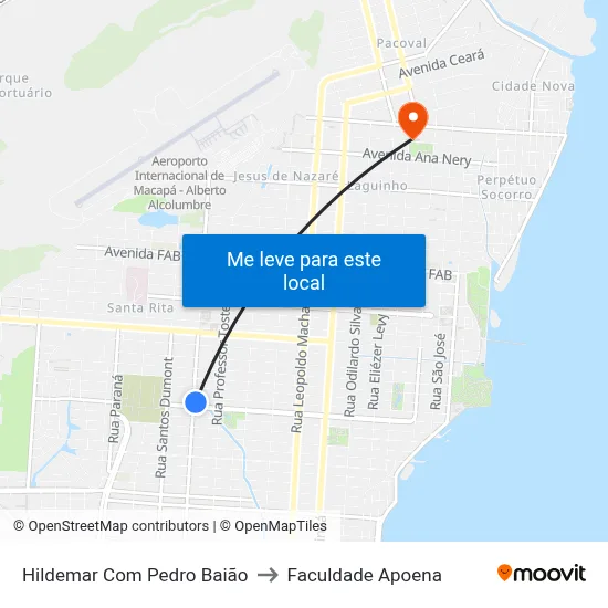 Hildemar Com Pedro Baião to Faculdade Apoena map
