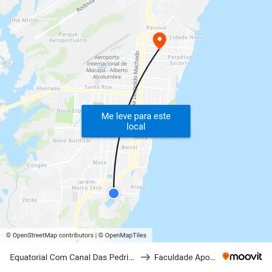 Equatorial Com Canal Das Pedrinhas to Faculdade Apoena map
