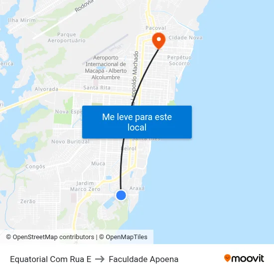 Equatorial Com Rua E to Faculdade Apoena map