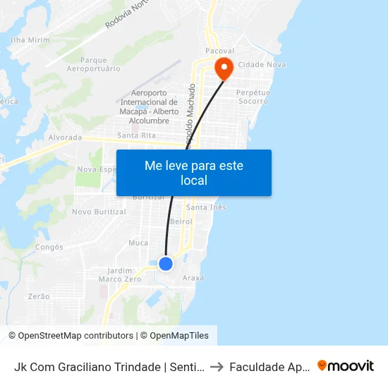 Jk Com Graciliano Trindade | Sentido Norte to Faculdade Apoena map