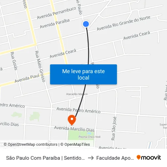 São Paulo Com Paraíba | Sentido Norte to Faculdade Apoena map