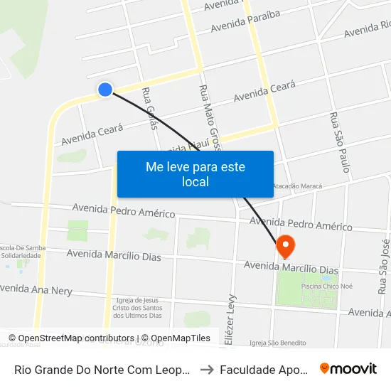 Rio Grande Do Norte Com Leopoldo to Faculdade Apoena map