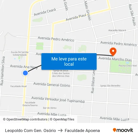 Leopoldo Com Gen. Osório to Faculdade Apoena map
