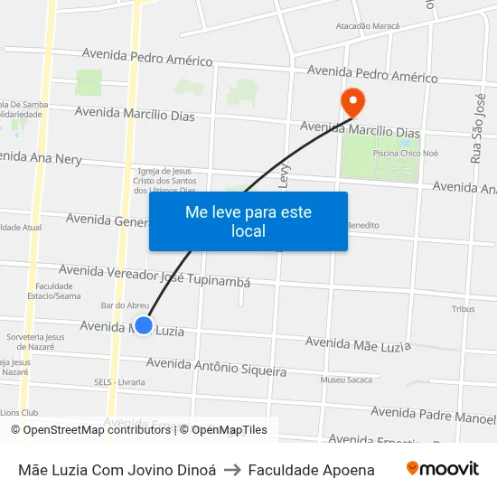 Mãe Luzia Com Jovino Dinoá to Faculdade Apoena map