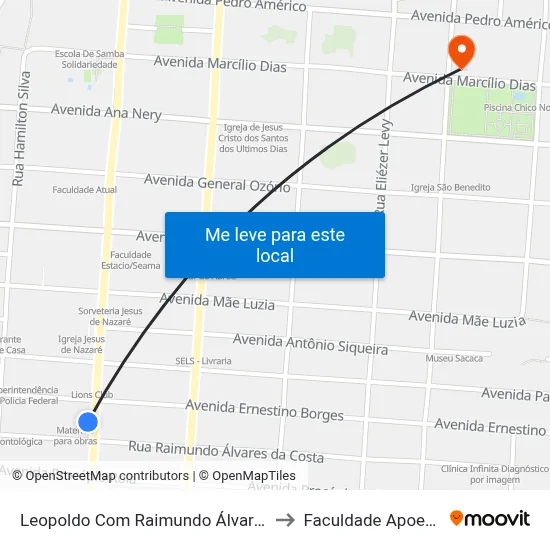 Leopoldo Com Raimundo Álvares to Faculdade Apoena map
