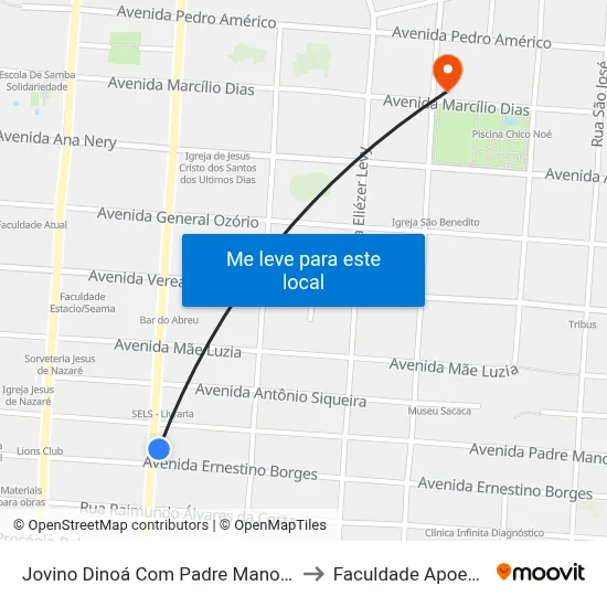 Jovino Dinoá Com Padre Manoel to Faculdade Apoena map
