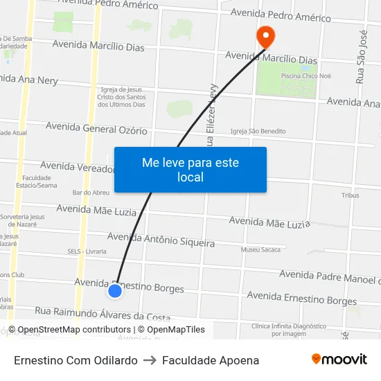 Ernestino Com Odilardo to Faculdade Apoena map