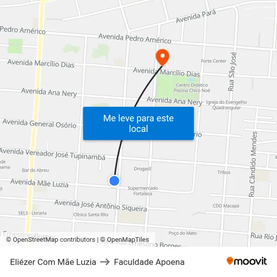 Eliézer Com Mãe Luzia to Faculdade Apoena map