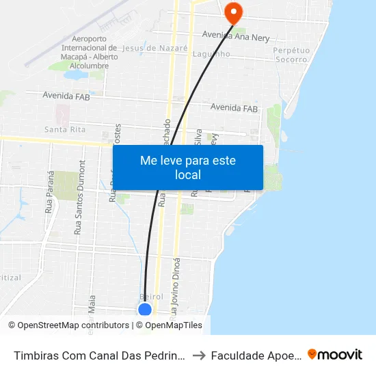 Timbiras Com Canal Das Pedrinhas to Faculdade Apoena map