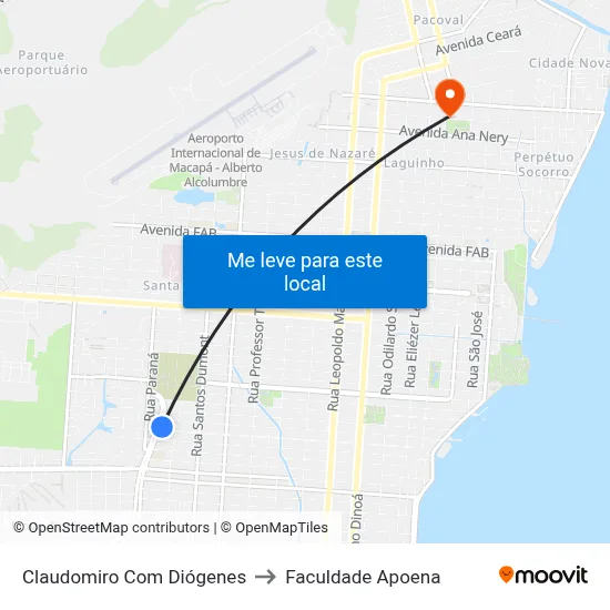Claudomiro Com Diógenes to Faculdade Apoena map