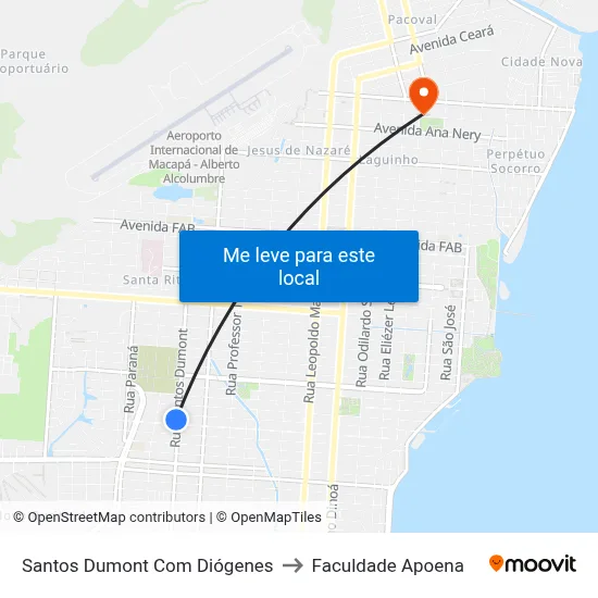 Santos Dumont Com Diógenes to Faculdade Apoena map