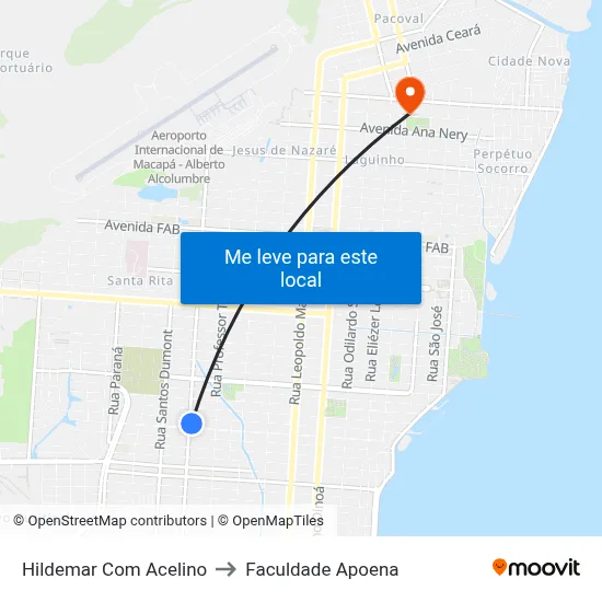 Hildemar Com Acelino to Faculdade Apoena map