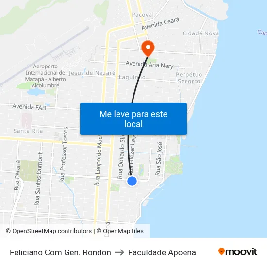 Feliciano Com Gen. Rondon to Faculdade Apoena map