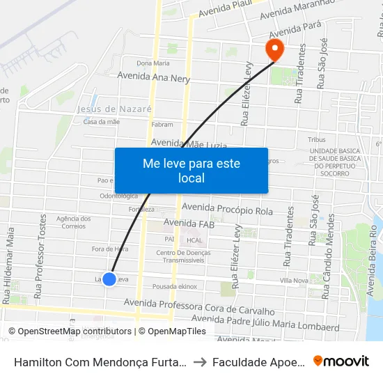 Hamilton Com Mendonça Furtado to Faculdade Apoena map