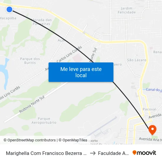 Marighella Com Francisco Bezerra | Sentido Sul to Faculdade Apoena map