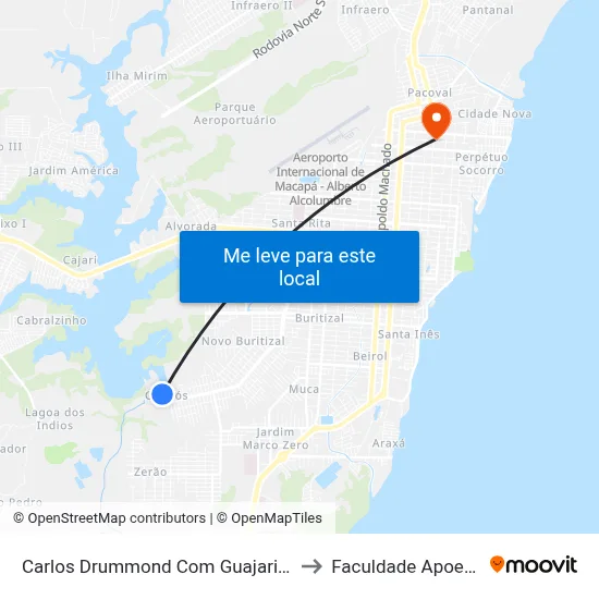 Carlos Drummond Com Guajarina to Faculdade Apoena map