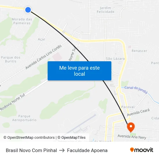 Brasil Novo Com Pinhal to Faculdade Apoena map