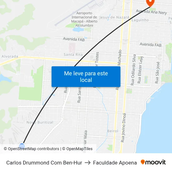 Carlos Drummond Com Ben-Hur to Faculdade Apoena map