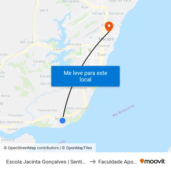 Escola Jacinta Gonçalves | Sentido Sul to Faculdade Apoena map