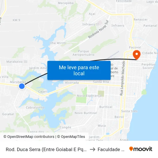 Rod. Duca Serra (Entre Goiabal E Pq. Irmãos Platon) to Faculdade Apoena map