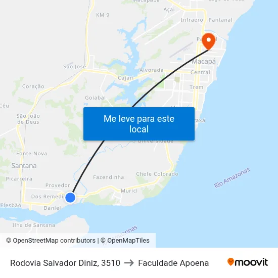 Rodovia Salvador Diniz, 3510 to Faculdade Apoena map