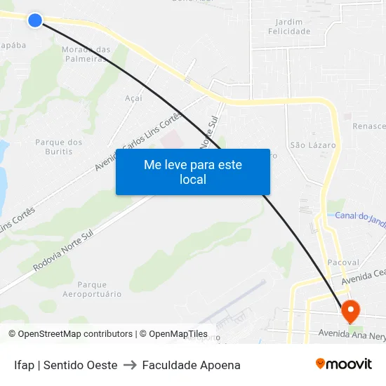 Ifap | Sentido Oeste to Faculdade Apoena map