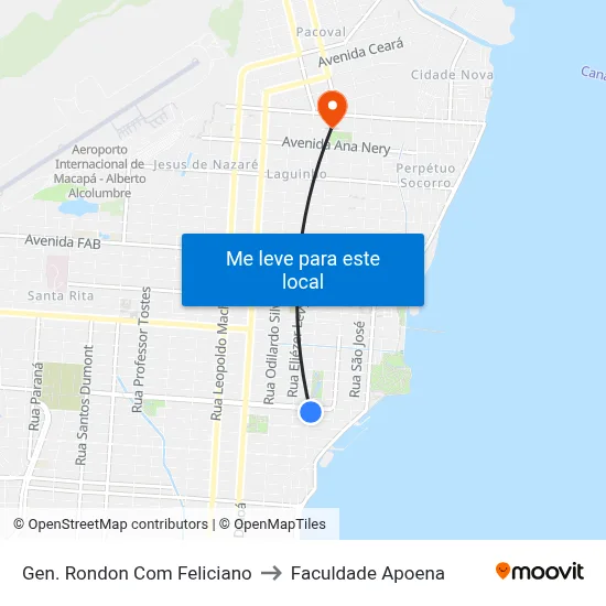 Gen. Rondon Com Feliciano to Faculdade Apoena map