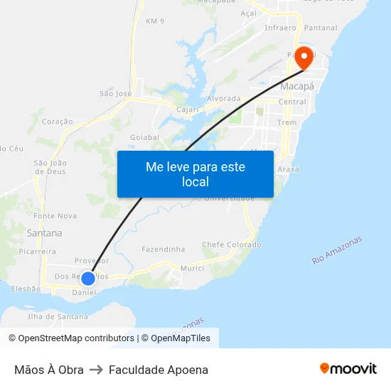 Mãos À Obra to Faculdade Apoena map