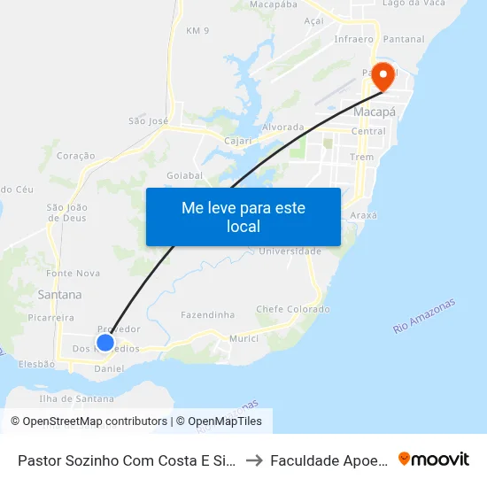 Pastor Sozinho Com Costa E Silva to Faculdade Apoena map
