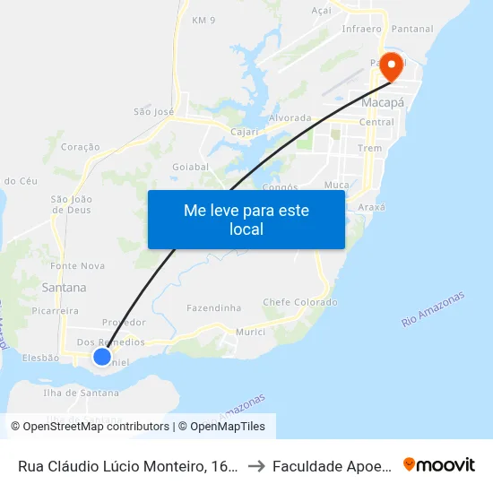 Rua Cláudio Lúcio Monteiro, 1658 to Faculdade Apoena map
