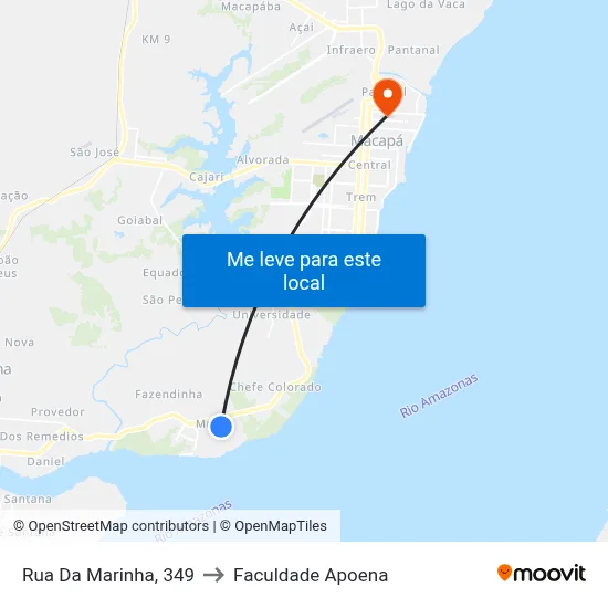 Rua Da Marinha, 349 to Faculdade Apoena map
